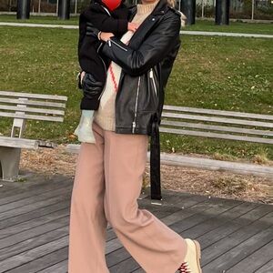 Women's Tan Wide-Leg Pants